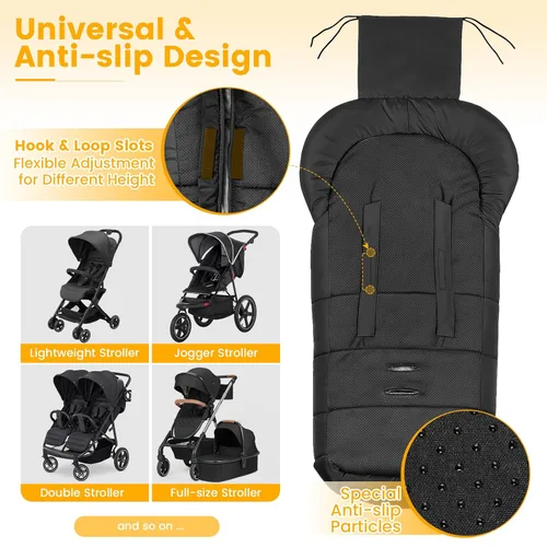 Miniatura 5 de Orzbow - Saco de dormir cálido universal para cochecito, saco para clima frío, piecera impermeable para niños pequeños (negro, grande)