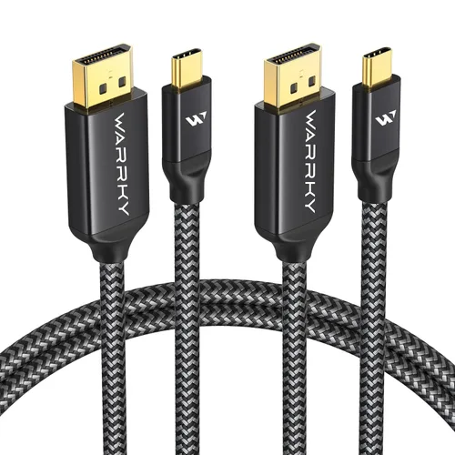 Warrky Cable USB C a DisplayPort (8K 60Hz, 4K 240/144Hz), [Carcasa de Aluminio, Enchufe Chapado en Oro] Cable Thunderbolt 3/4 a Display Port Gris