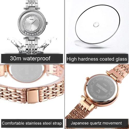 Miniatura 5 de SKMEI Lady Watches for Women Female Bling Dress Fashion Luxury Diamond Business Casual Analog Quartz Waterproof Stainless Steel Wristwatches Gifts
