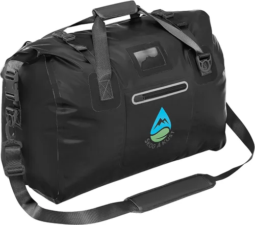 Miniatura 10 de Skog Å Kust Duffelsak - Bolsa de lona impermeable resistente para deportes, viajes y más, tamaños de 40, 60 y 90 litros, Negro, Deportivo/resistente
