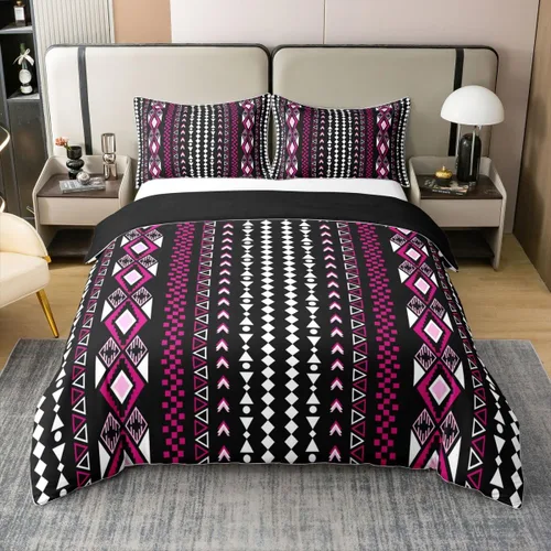 Miniatura 29 de Erosebridal Bohemian 100% Natural Cotton Duvet Cover Twin Country Southwestern Bedding Set Boho Aztec Arrows Diamond Comforter Cover Black Gray