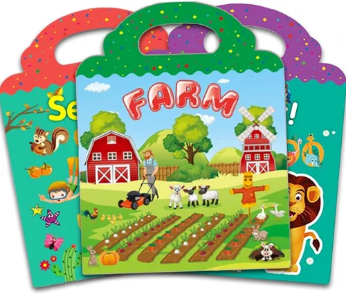 Miniatura 12 de Libro de calcomanías reutilizables para niños, calcomanías de animales, juguetes educativos de aprendizaje, calcomanías de viaje, libros