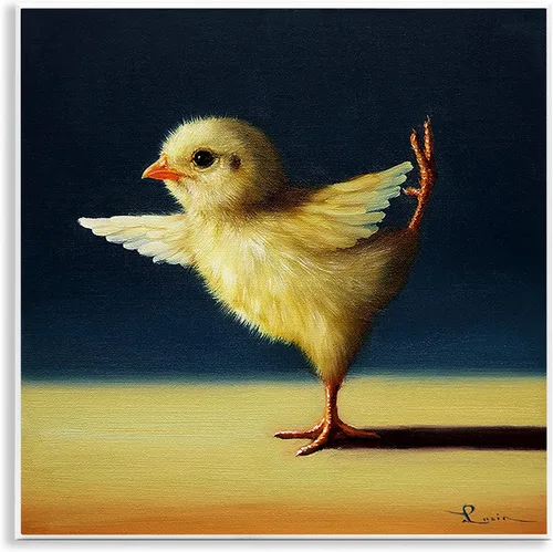 Stupell Industries Yoga Chicks - Placa de pared divertida con diseño de animales de Lucia Heffernan, 12 x 12 pulgadas, color amarillo Chicas De Yoga
