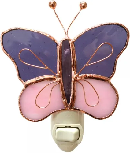 Miniatura 23 de Gift Essentials Luz nocturna enchufable de mariposas amarillas y naranjas - Luz nocturna de vidrio manchado con interruptor basculante