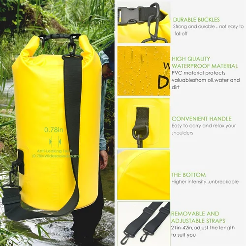 Miniatura 3 de YUMQUA Bolsas secas impermeables 5L/10L/20L/30L/40L para mujeres y hombres, bolsa seca flotante enrollable bolsa de almacenamiento impermeable