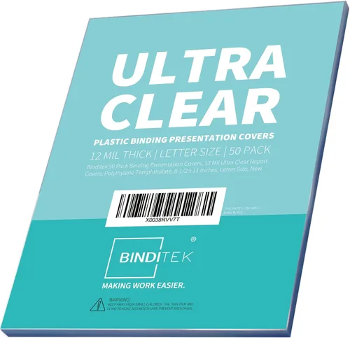 Miniatura 15 de Binditek paquete de 50 portadas de encuadernación transparentes de PVC de 8 mil, 11 x 17 pulgadas, tamaño tabloide, esquinas cuadradas, sin
