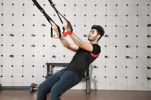 Miniatura 7 de Paquete de equipo de ejercicio de entrenamiento de suspensión todo en uno, kit de entrenamiento de resistencia de fitness con correas profesionales