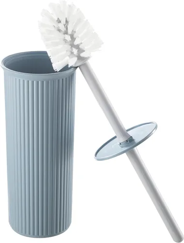 Superio Ribbed Collection - Juego de cepillo y soporte decorativo de plástico para inodoro, color azul (paquete de 1) limpiador para baño