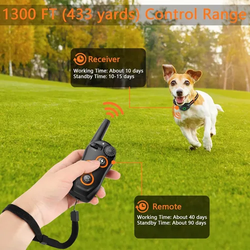 Miniatura 6 de Collar de entrenamiento para perros, collar de choque para perros IPX7 impermeable con control remoto de alcance de 1300 pies, 3 modos de Naranja