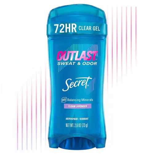 Secret Outlast - Desodorante antitranspirante para mujer, protección contra el sudor y el olor, minerales de equilibrio de PH, gel transparente,