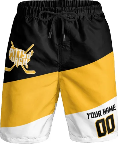Miniatura 17 de Custom Hockey Men's Shorts Gifts for Men Casual City Youth Fans Sport Beach Shorts Add Name & Number Quick Dry