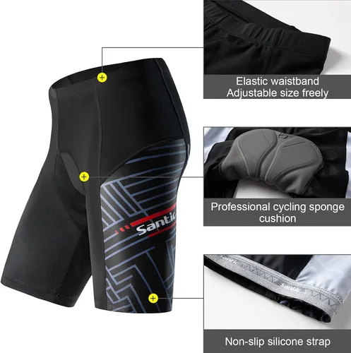 Miniatura 64 de Santic Pantalones cortos de ciclismo para hombre, pantalones acolchados para ciclismo, ropa de ciclismo