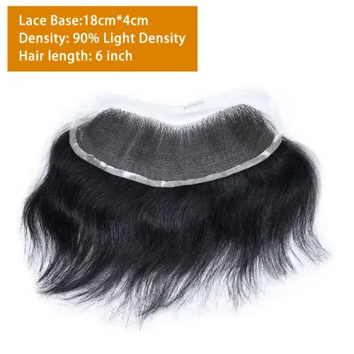 Miniatura 4 de Pieza frontal de cabello para hombres, extensión de cabello humano virgen de repuesto de línea capilar natural, extensión de cabello frontal