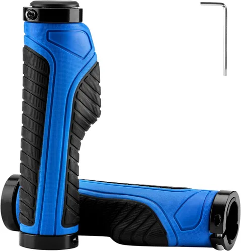 Miniatura 11 de ROCKBROS Empuñaduras de bicicleta de montaña, empuñaduras para manillar de bicicleta, doble abrazadera de aluminio para MTB BMX, extremos de barra