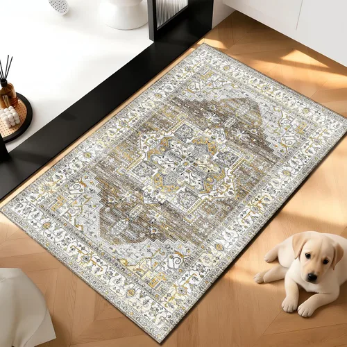Miniatura 4 de Alfombra lavable para pasillo de 2 x 3: alfombra suave vintage para cocina, baño, lavandería, con respaldo antideslizante, alfombra de piso