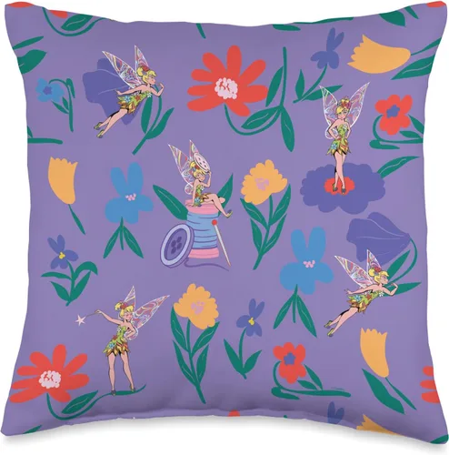 Disney Princess Tinker Bell Flowers and Fairy Magic - Almohada de 16 x 16 pulgadas, multicolor