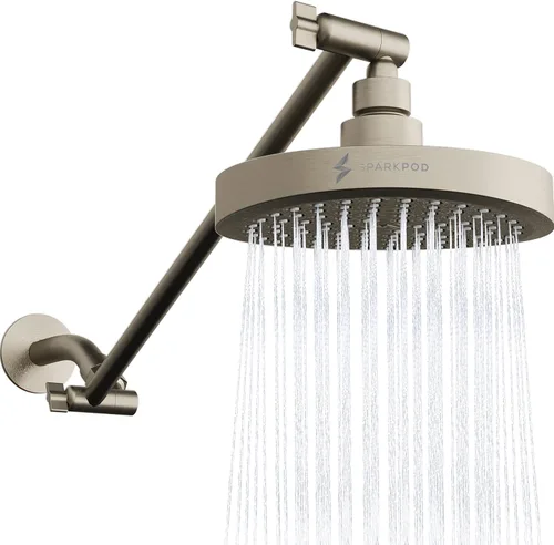 Miniatura 23 de SparkPod Cabezal de Ducha de Lluvia Redondo con Brazo de Extensión - Cabezal de Ducha de Altura Ajustable con Rendimiento de Alta Presión
