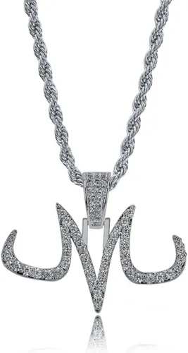 Joyería Hip Hop Iced Out Bling Magic Logo M Personalidad Colgante de cadena chapada en oro de 18 quilates para hombres y mujeres