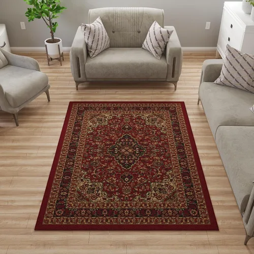 Ottomanson Alfombra de 5 x 6,6 pies para sala de estar, alfombra oriental para dormitorio - alfombra grande para piso antideslizante y duradera para