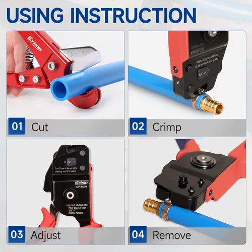 Miniatura 3 de iCrimp Kit de Herramienta de Pinza para Tubería PEX de Una Mano, Herramienta de Crimpado PEX con Función de Remoción para Anillos de Abrazadera