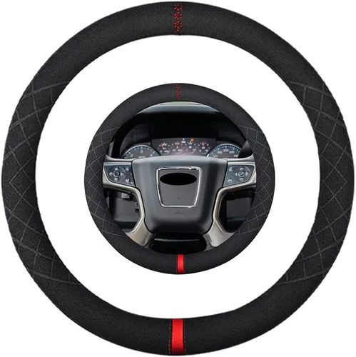 Miniatura 27 de Funda de volante de ante K LAKEY, compatible con Dodge Avenger Grand Caravan Challenger Charger, cubierta de volante deportiva antideslizante