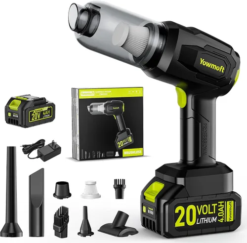 Aspiradora de mano inalámbrica para automóvil con succión fuerte de 21000Pa, kit de aspiradora portátil inalámbrica y soplador 3 en 1 con motor sin