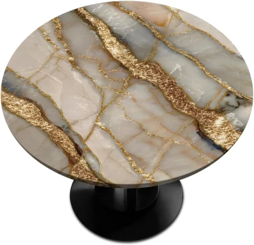 Miniatura 62 de Mantel redondo ajustable de playa de madera de verano con diseño de estrella de mar y borde elástico (se adapta a mesas de 40 a 44 pulgadas)