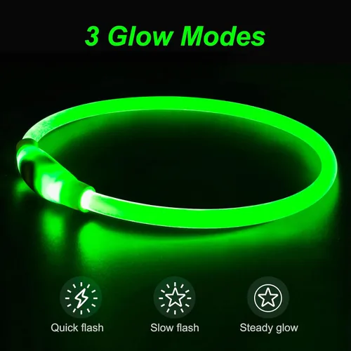 Miniatura 3 de Collar para perro con luz, collar LED recargable para cortar, luz de seguridad para mascotas en caminatas nocturnas para perros pequeños, medianos