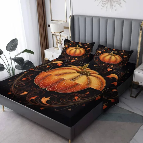 Miniatura 8 de Sábanas de hojas de otoño tamaño individual – Sábanas de cama de hoja de arce de otoño, microfibra suave, bolsillo profundo, sábanas y fundas