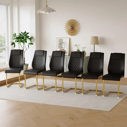 gopop Juego de 6 sillas de comedor modernas para cocina, con patas de metal galvanizado, sillas laterales decorativas tapizadas con asiento de cojín