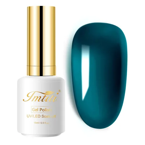 Miniatura 2 de Aegean Blue - Esmalte de uñas en gel azul, 0.5 onzas líquidas, esmalte en gel translúcido azul verde, removible con remojo, lámpara UV, arte