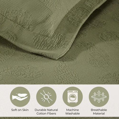 Miniatura 3 de Superior colcha de una plaza de jacquard y matelasse 100 % algodón de alta calidad, turquesa, individual Salvia