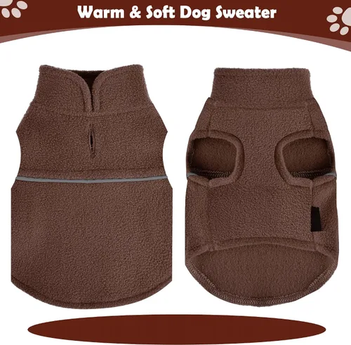 Miniatura 6 de Suéteres para perros pequeños hembras, chaleco de forro polar para perra, suéter con agujero para la correa, pullover cálido, chaqueta para Café