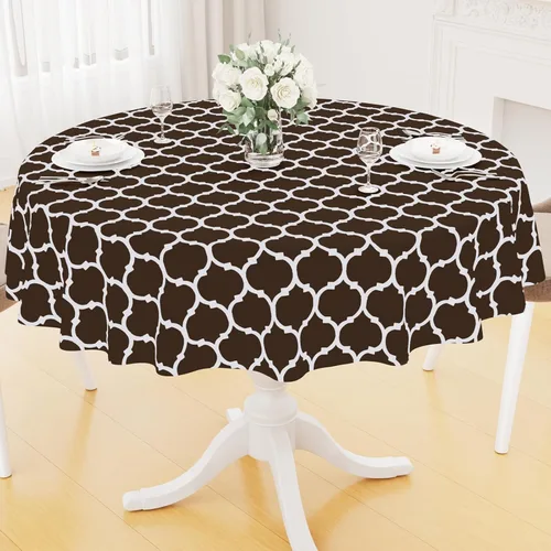 Miniatura 65 de Smiry Mantel redondo de plástico para mesa, mantel de vinilo impermeable con parte trasera de franela para mesas redondas, lavable y a prueba
