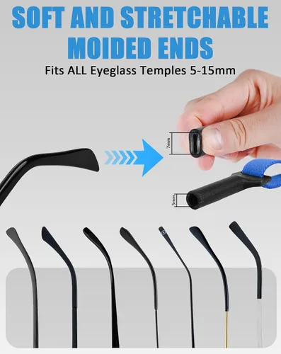 Miniatura 5 de BILIONE Correa de vidrio sin cola para gafas, cordón para lentes de sol para hombres y mujeres, soportes ajustables para gafas alrededor del cuello