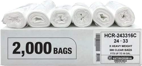 Miniatura 27 de Aluf Plastics Bolsas de basura de alta densidad, 10 galones, 1000 unidades, 6 micrones (eq), 24" x 24", transparentes, para baño, oficina
