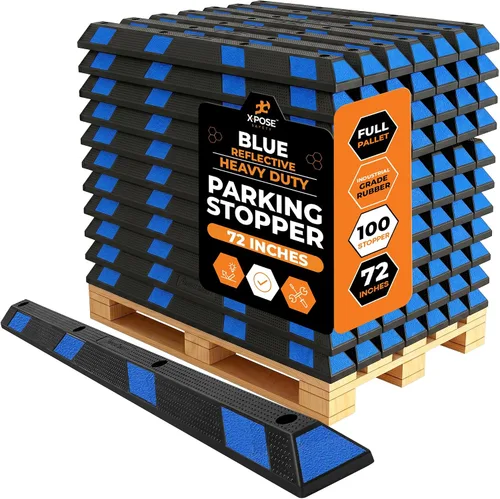 Miniatura 49 de Xpose Safety Tope de goma resistente de 22 pulgadas para estacionamiento, paquete de 2 bloques de ruedas para garaje, entrada o rampa, tope