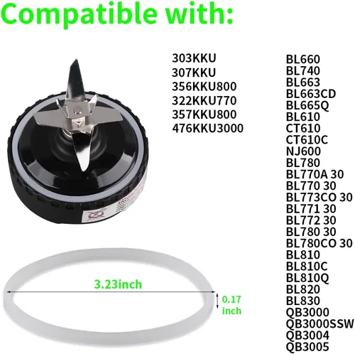 Miniatura 4 de Anillo de sellado de junta de goma de repuesto compatible con Ninja Blender (4 piezas de 3.2 pulgadas)