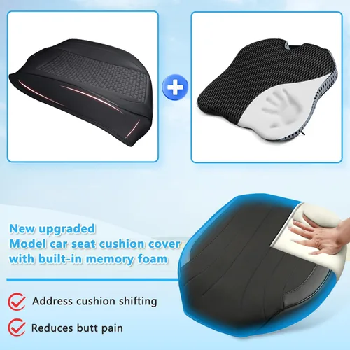 Miniatura 3 de GIANT PANDA - Cómoda funda con cojín de espuma con memoria incorporado, para el asiento delantero, alivia la ciática y el dolor lumbar, para viajes