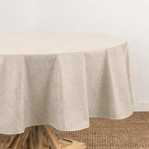Miniatura 18 de Elrene Home Fashions - Mantel de vinilo con respaldo de franela inspirado en lino Monterey, resistente al agua y a las manchas, 52 pulgadas X 52 Azul