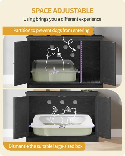 Miniatura 5 de Hzuaneri Caja de arena para gatos con cojín, mueble oculto con divisores extraíbles, entrada reversible lado izquierdo o derecho, casa para gatos