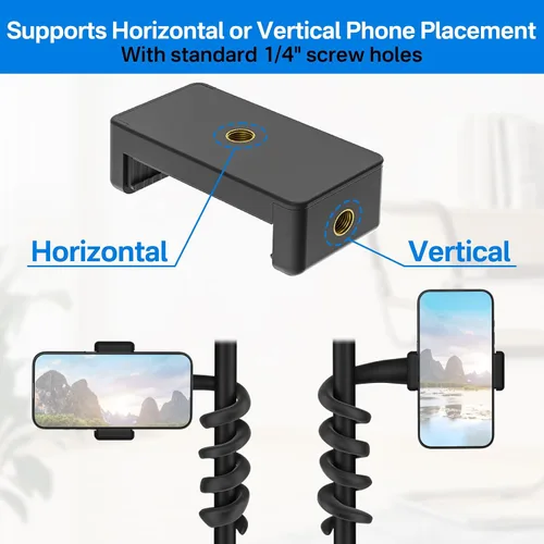 Miniatura 6 de Soporte universal para micrófono para soporte de micrófono, se adapta a la mayoría de teléfonos inteligentes de 3.5 a 7.5 pulgadas, soporte flexible