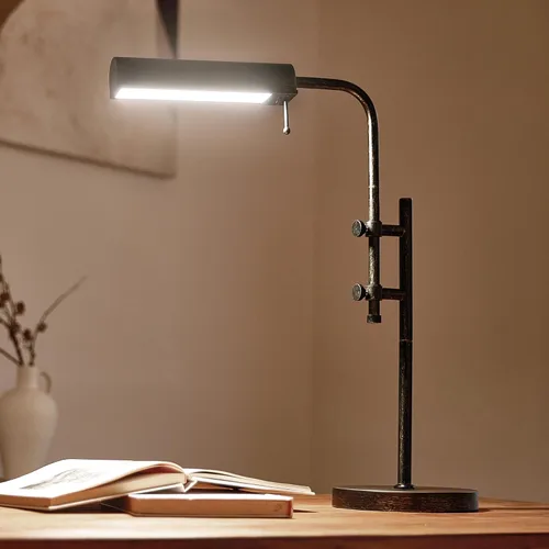 Miniatura 8 de VONLUCE Lámpara de escritorio rústica, lámpara de mesa de metal de estilo industrial ajustable, lámpara de lectura LED de 3 temperaturas