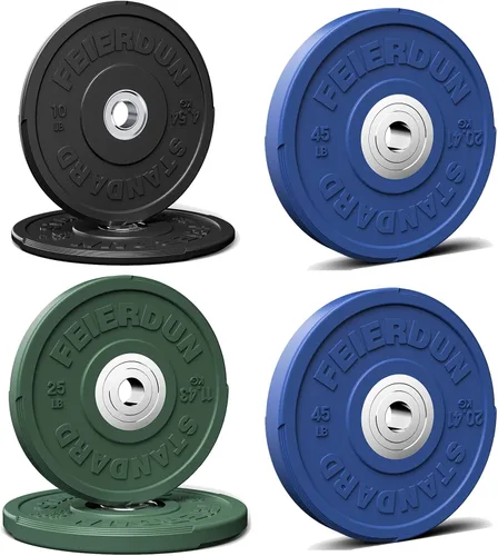 Miniatura 18 de FEIERDUN Disco de Peso Olímpico con Parachoques de Color de 2 Pulgadas para Entrenamiento de Fuerza - 100% Goma Virgen