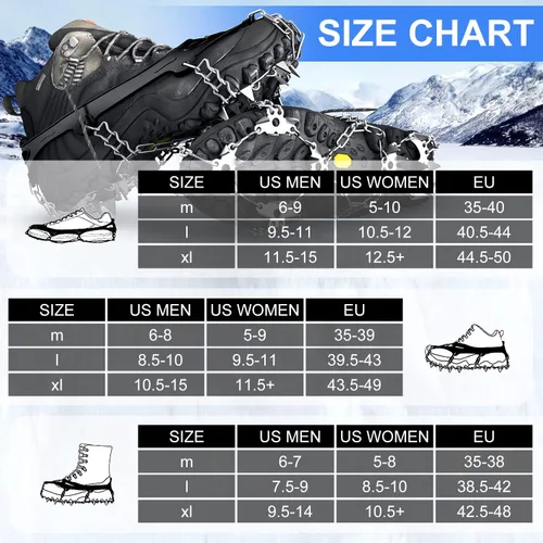 Miniatura 6 de Wirezoll - Tacos para hielo, crampones para botas de senderismo y zapatos de nieve, suelas antideslizantes con picos para escalar para tracción