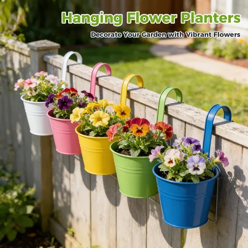 Miniatura 7 de Paquete de 12 macetas de balcón para colgar, maceta colorida de 4 pulgadas, soporte pequeño para plantas colgantes para interiores y exteriores