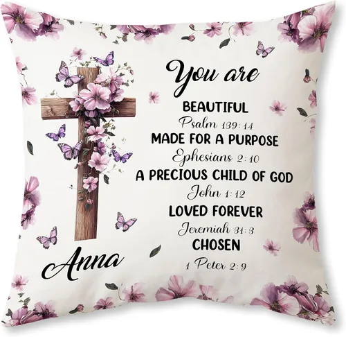 Miniatura 9 de Hyturtle Almohada cristiana personalizada con relleno, regalos religiosos de la Biblia para mujeres, almohada de versículo de la Biblia, regalos