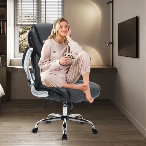 Miniatura 8 de Silla de oficina grande y alta de 400 libras, silla de escritorio ergonómica de respaldo alto con soporte lumbar, silla ejecutiva de piel sintética