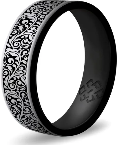 Miniatura 19 de Anillo de silicona Knot Theory en Filigrana, Floral, Corazones o Laurel - Banda de boda de silicona grabada de doble capa, para actividades