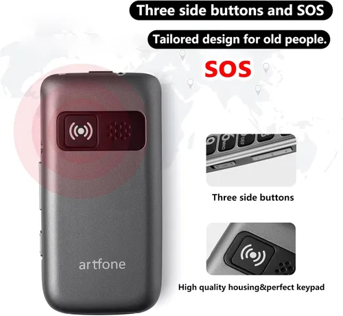 Miniatura 7 de artfone G6 Pro Gris - Teléfono Flip Desbloqueado 4G LTE Teléfono Celular para Personas Mayores Pantalla Dual LCD de 2.4" Botón SOS Altavoz